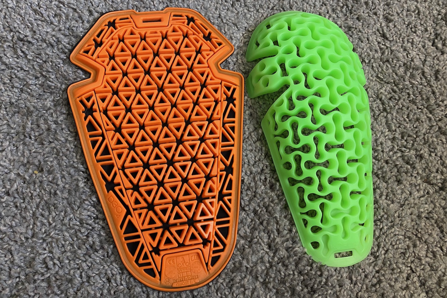 D30 knee pad insert vs Koroyd knee pad insert