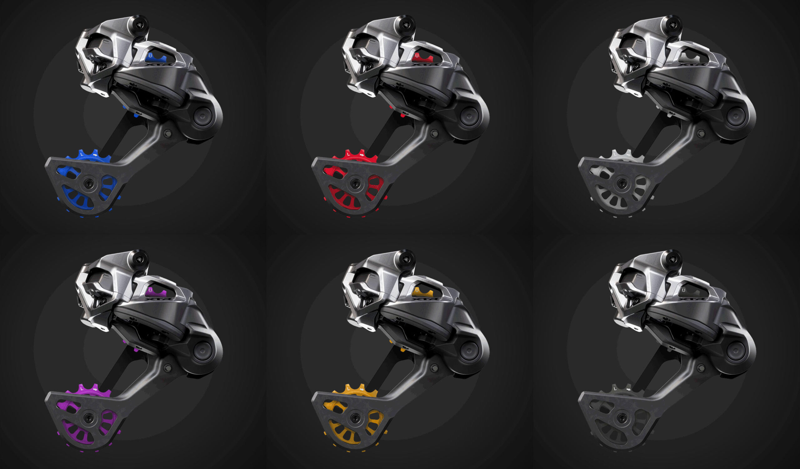 shimano xtr di2 rear derailleur with kogel ceramic pulleys installed.