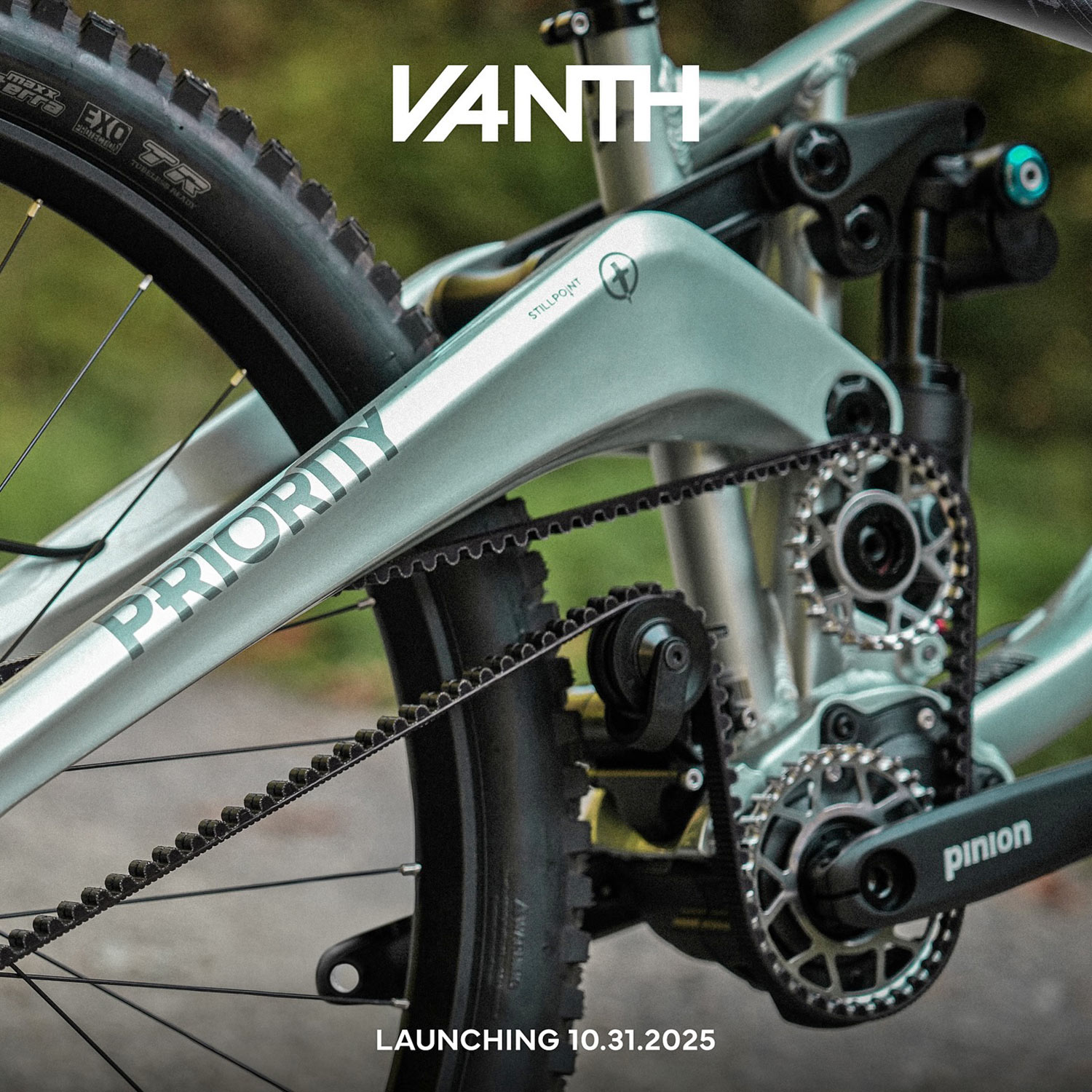 2025 Priority Vanth enduro bike is coming soon, with a Gates belt-drive, Pinion internal gearbox and all-new patented high-pivot rear suspension design