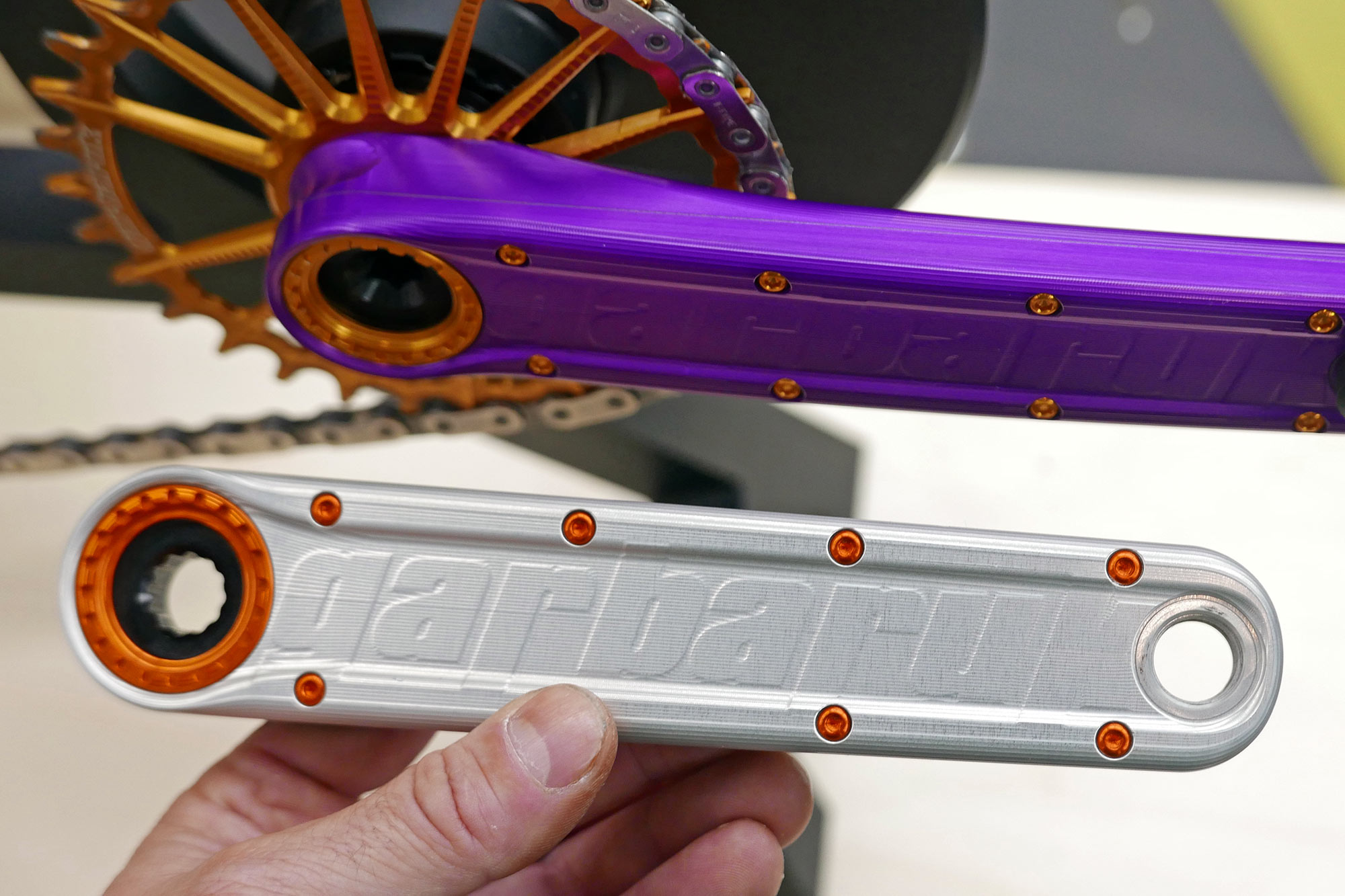 Garbaruk Enduro cranks with reinforced two-piece hollow bolted construction
