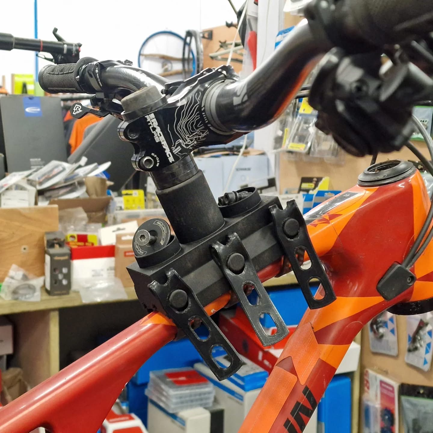 The Stem-Dock being used in a bike shop