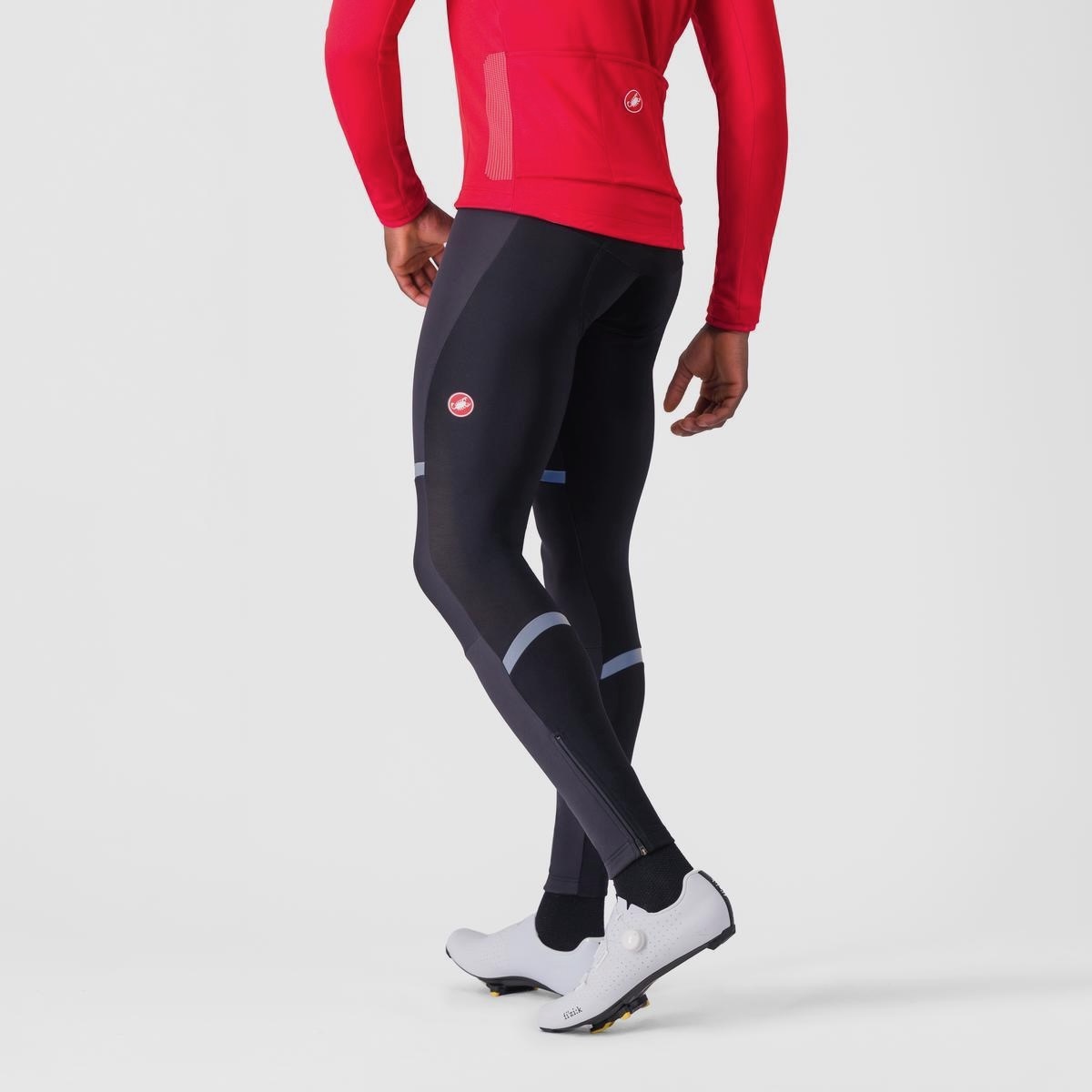 studio image of a man wearing the Castelli Poalre bibtights