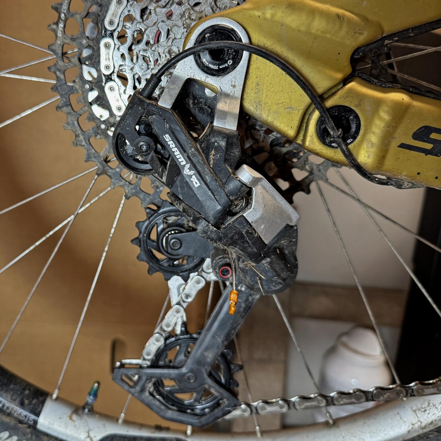 BikeYoke Shifty v2 alloy sealed bearing shift pulley upgrade for mechanical SRAM derailleurs, Eagle 90 derailleur before