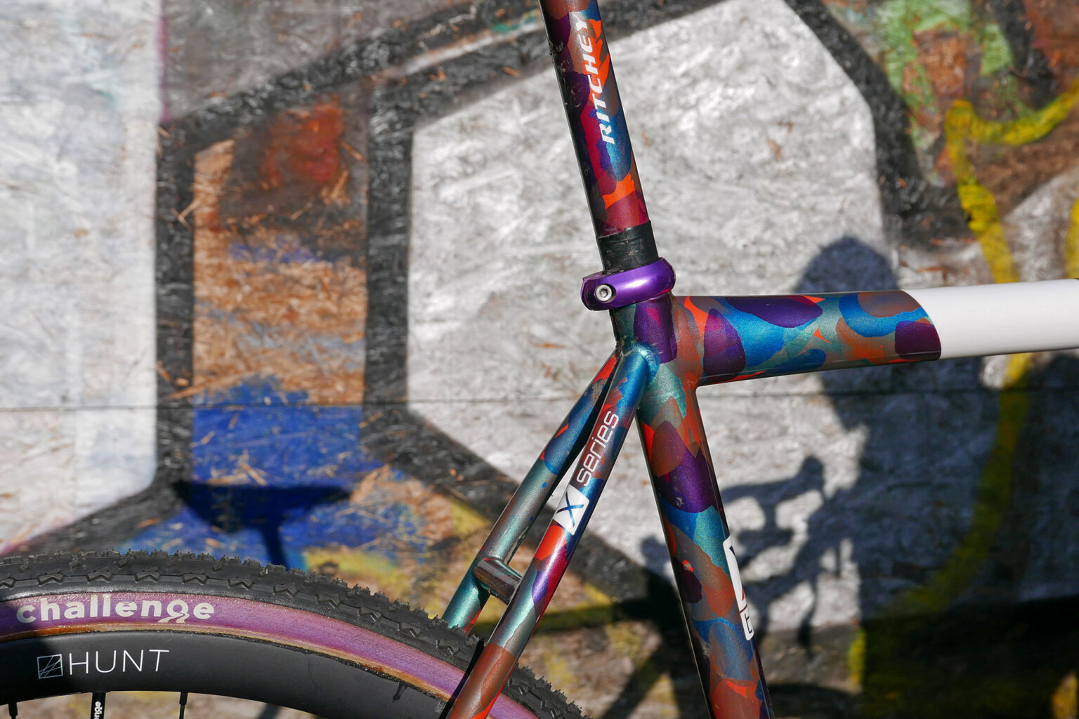CX Pro Bike Check: Mosaic XT-1 titanium cyclocross bike, rain bow rear end
