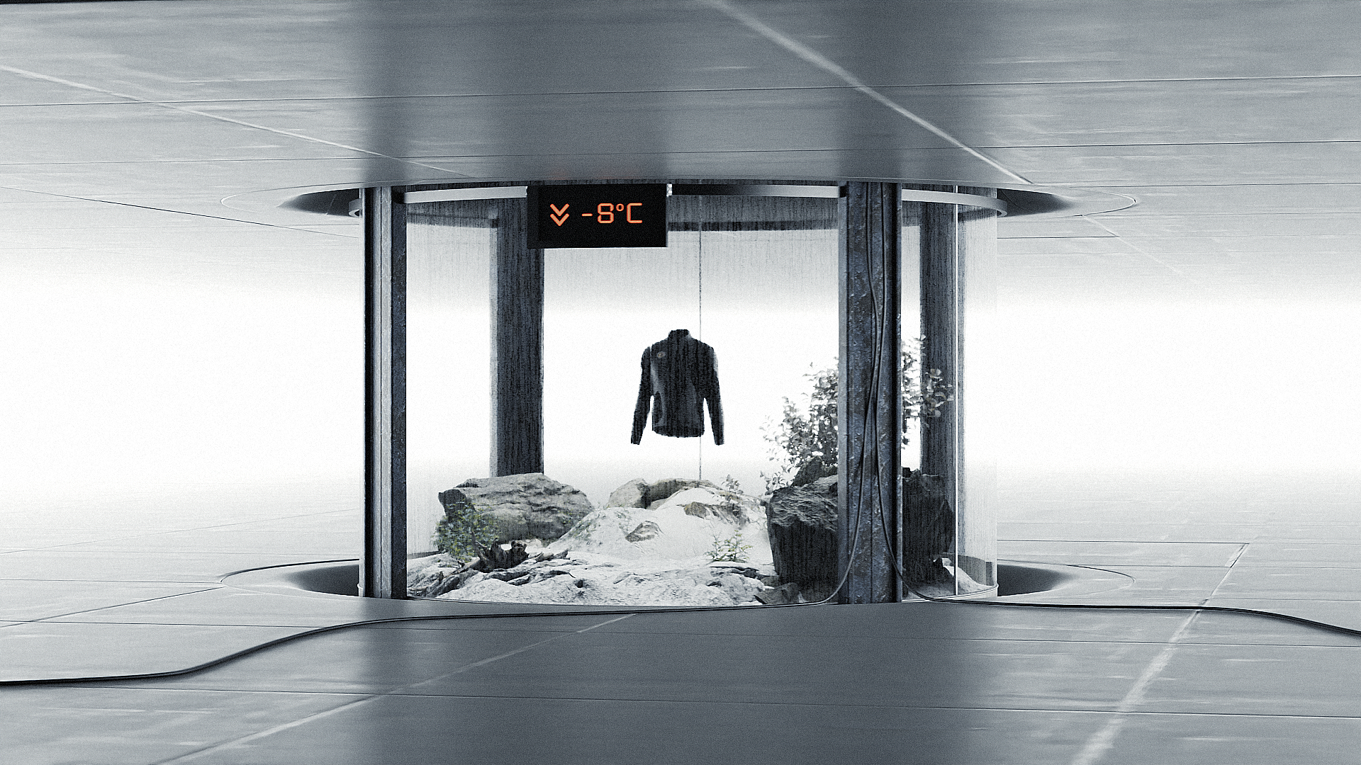 The Gobik Superarmour jacket in a studio shoot boasting -8 temps