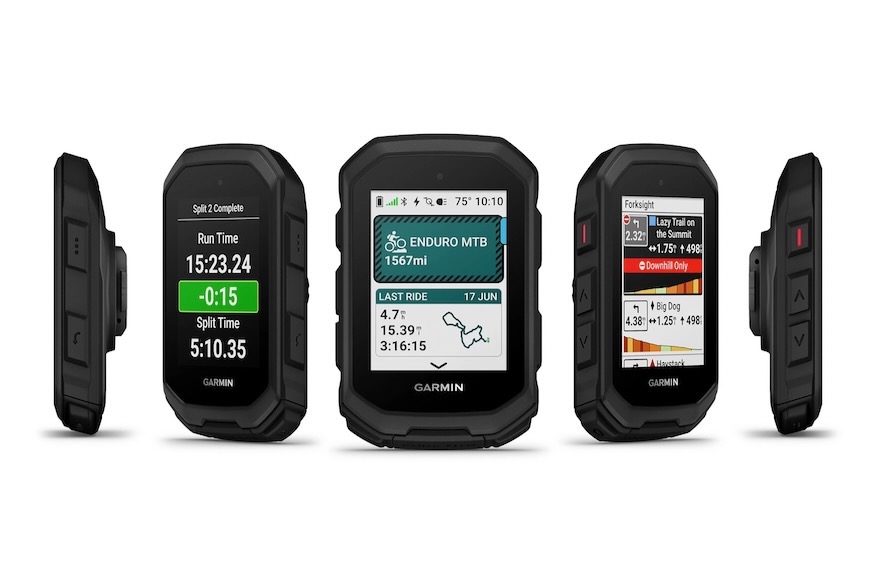 Composite image of the Garmin Edge MTB that shows it from multiple angles