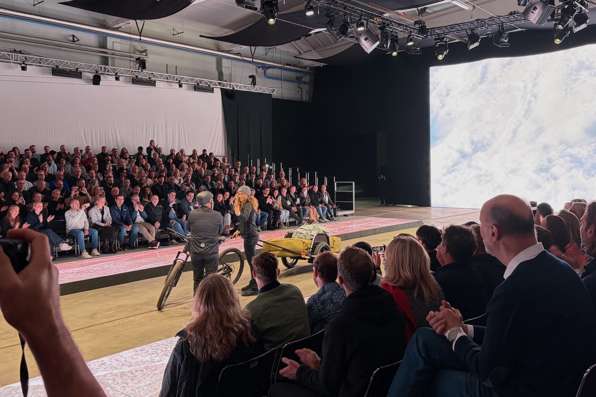 thule ambassadors using the Reacha trailer in the runway show at THEX