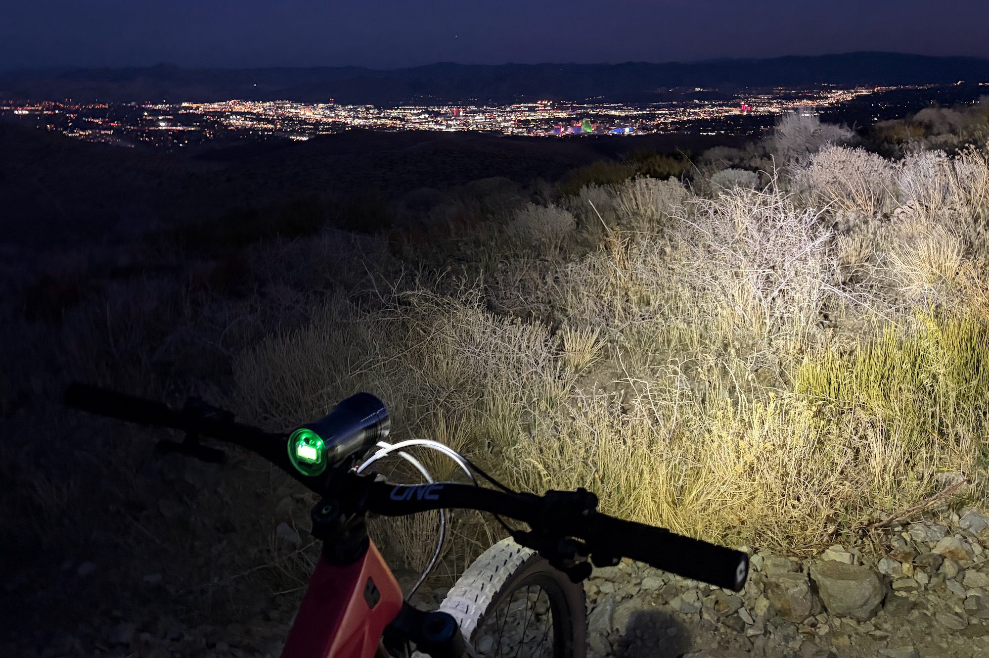 Overlooking a the city lights from high on a mountain while testing the Six Pack 15