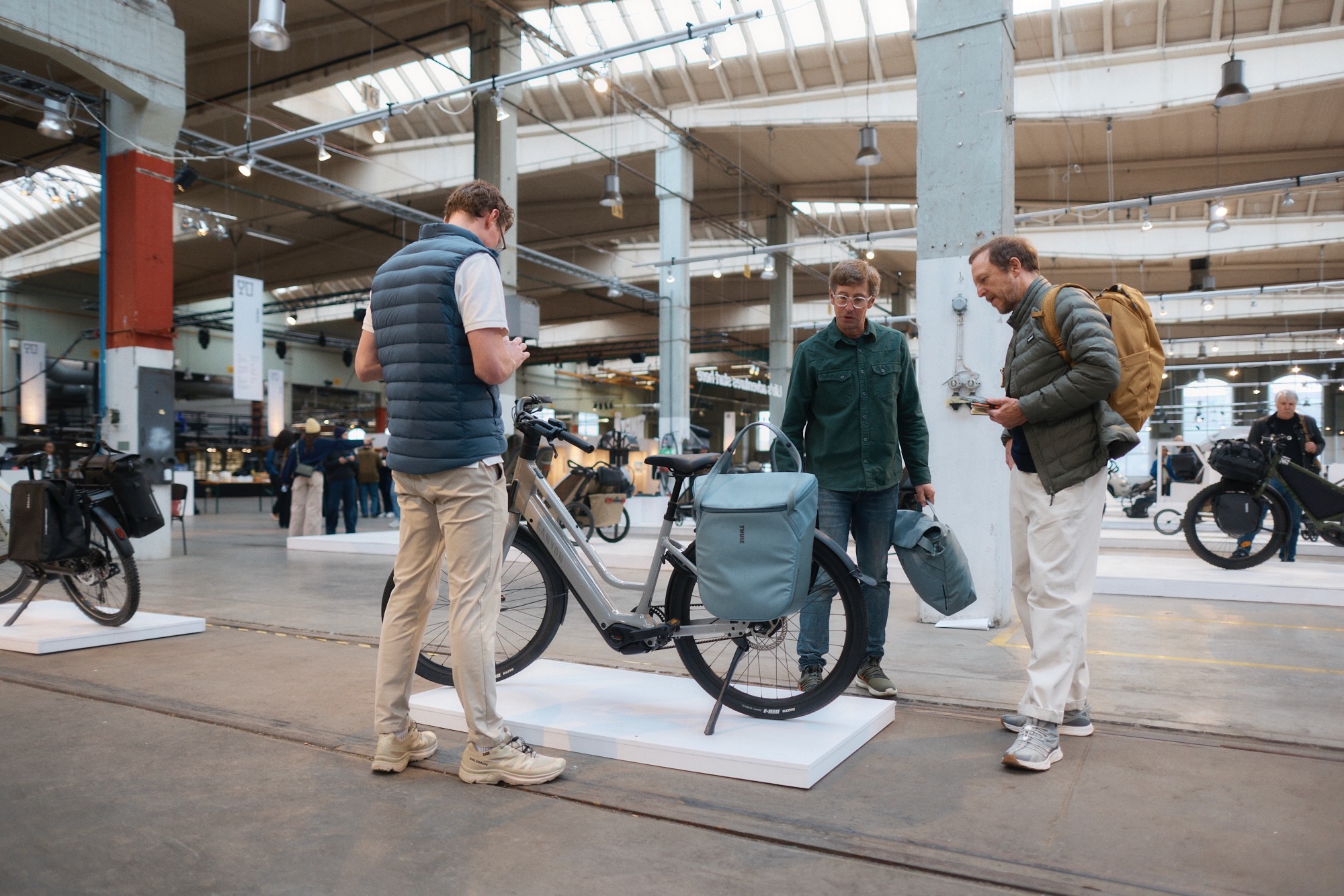 One of the Thule product managers giving some journalists the rundown on the new InLock Pannier System.