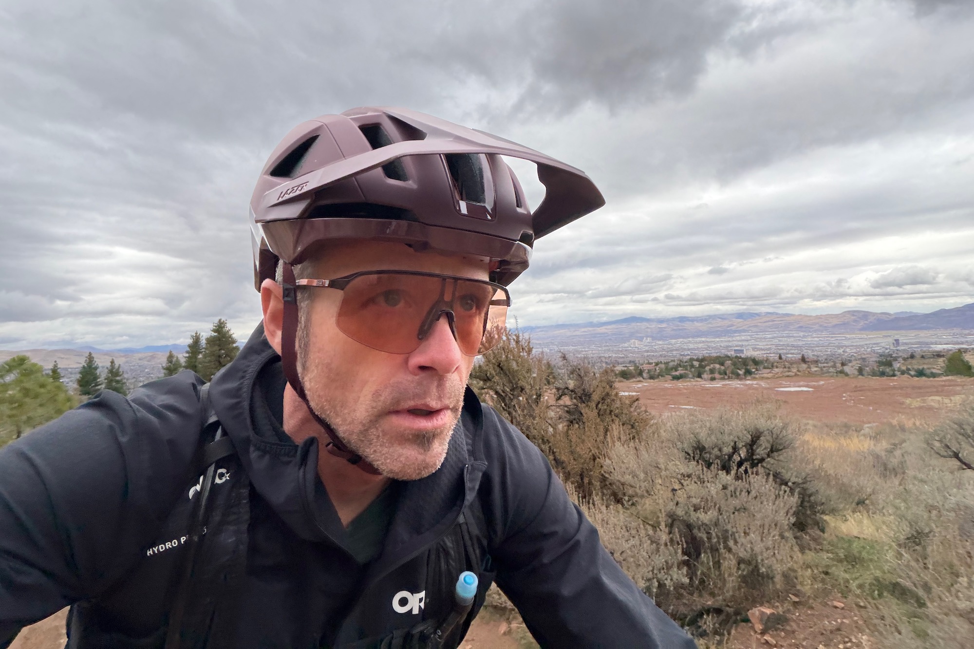 riding uphill while wearing the Impala helmet.
