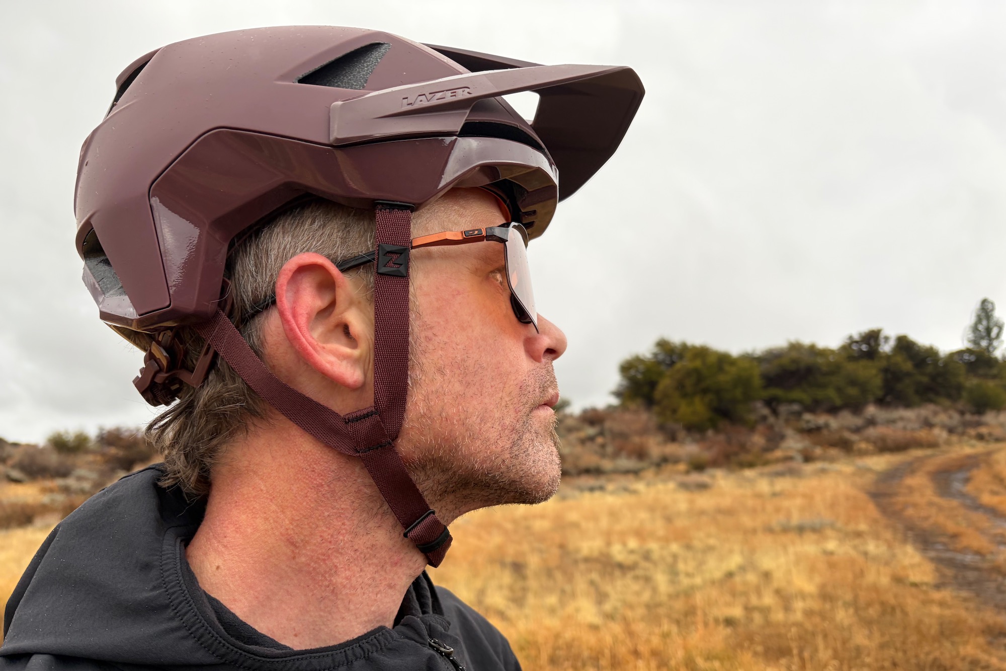 Wearing the Impala KinetiCore and showing the straps and the position of the chinstrap on the throat.