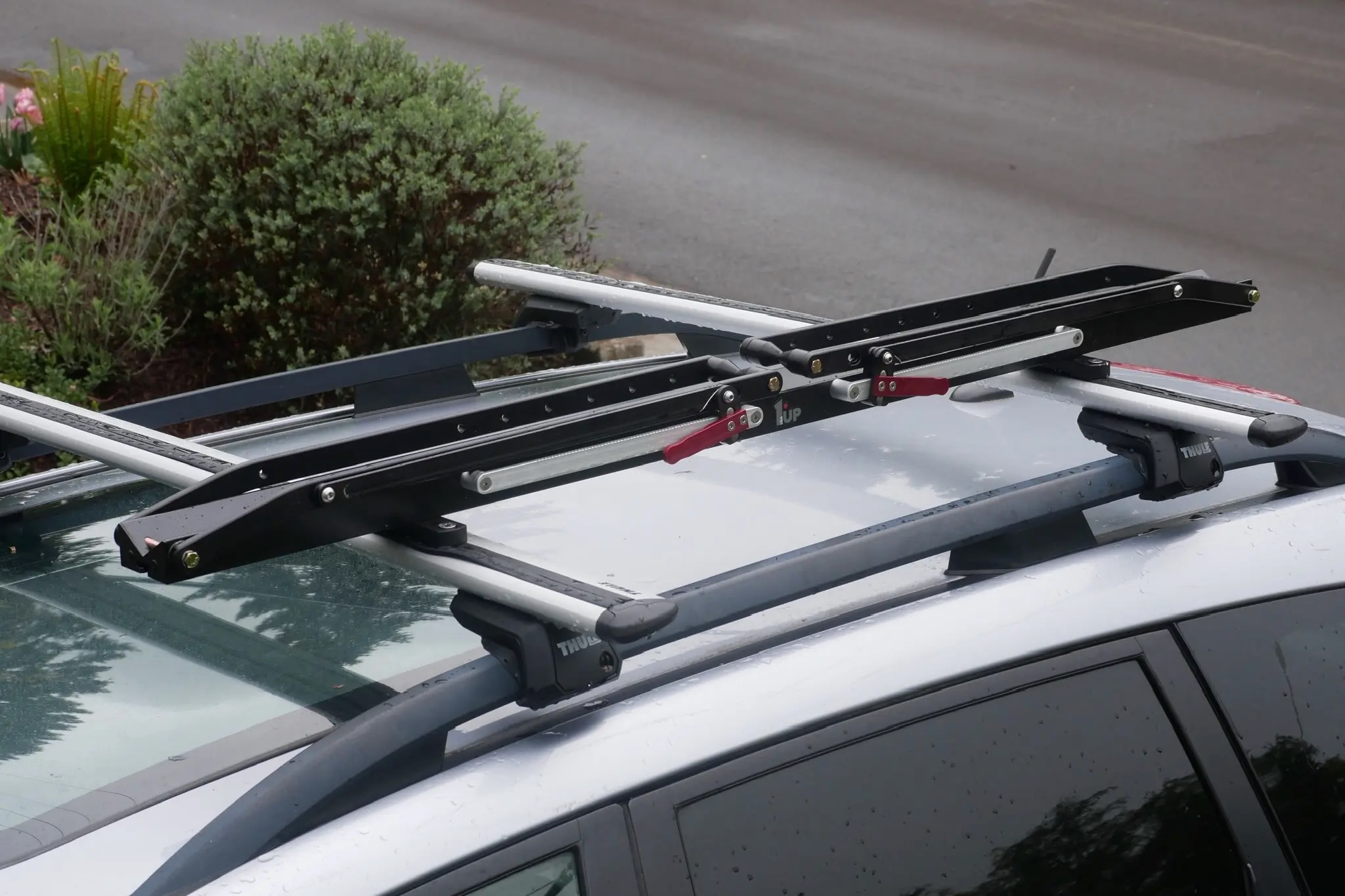 The 1Up USA roof rack folded down without a bike loaded
