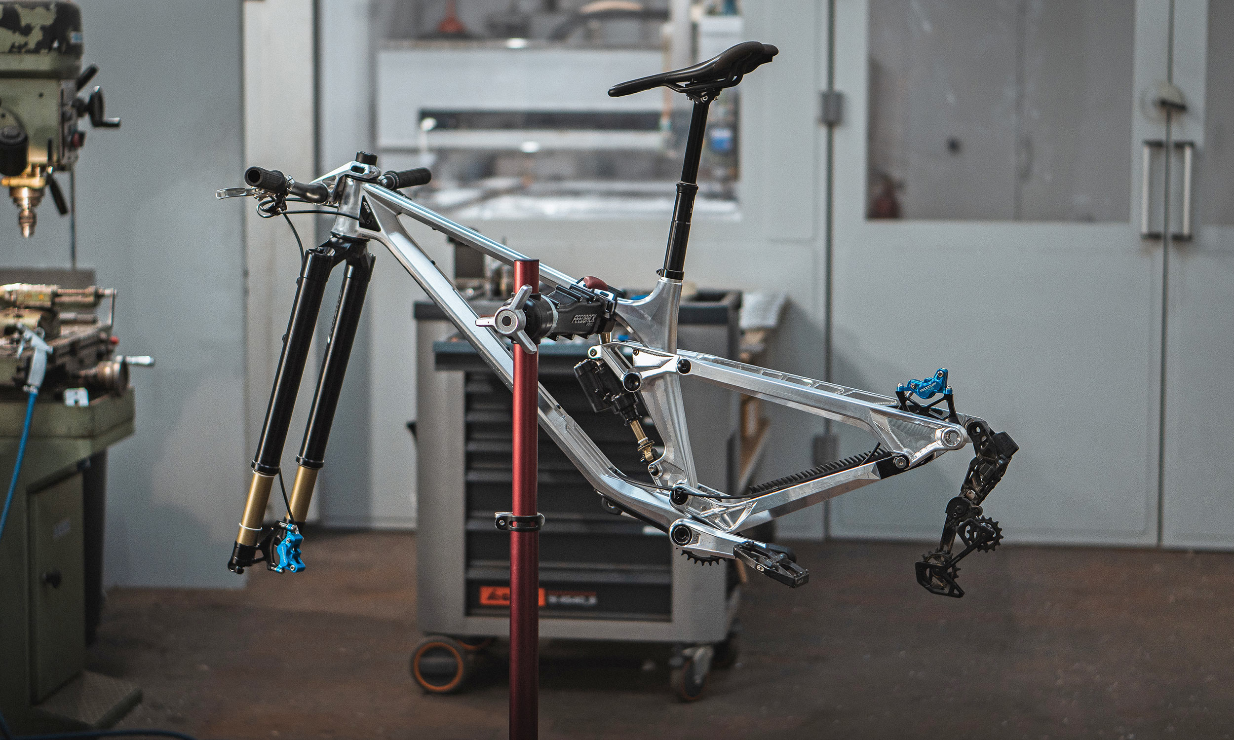 Actofive I-Train 32" CNC-machined alloy full-suspension trail bike, available now but components aren't quite