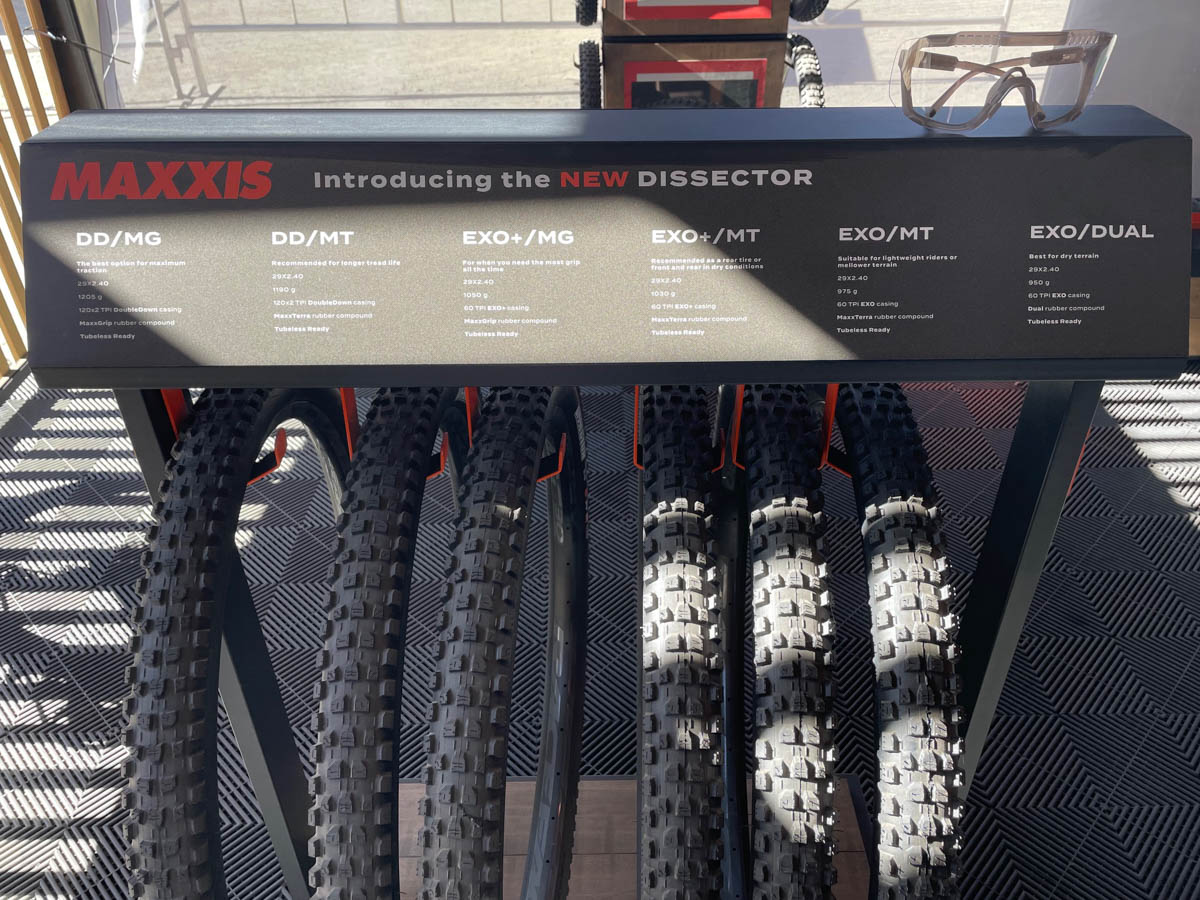 Maxxis Dissector tires, CWX display