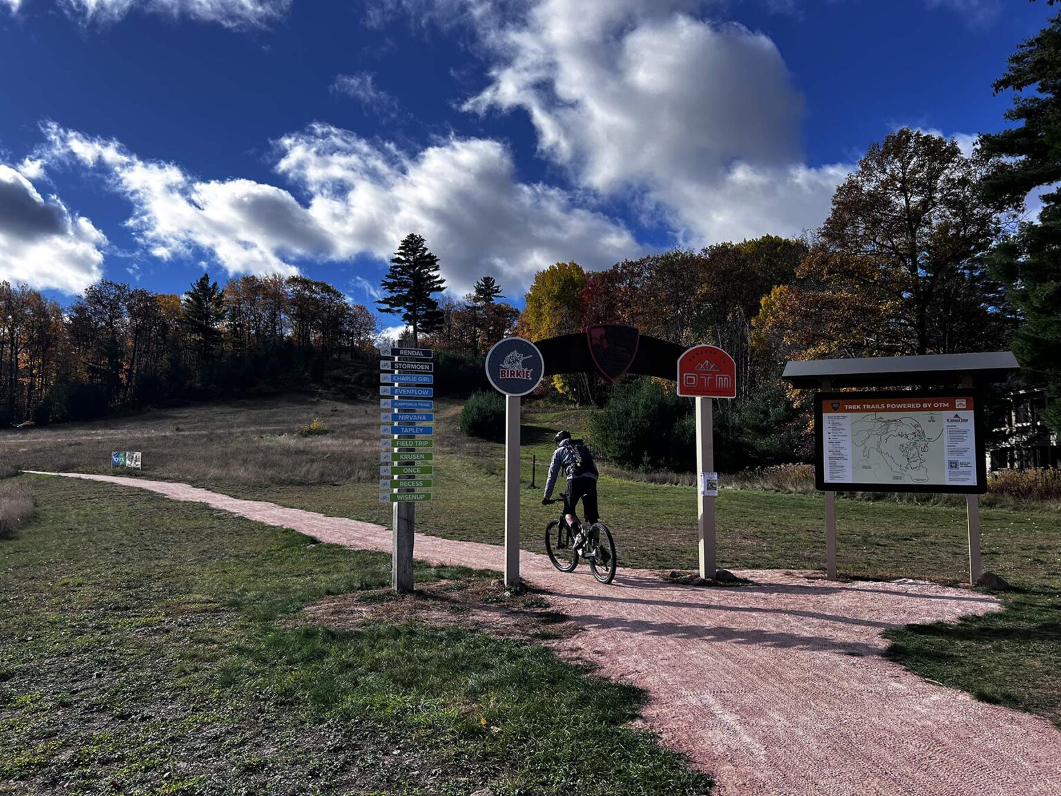 mountain biker riding mt telemark village mountain bike trails in cable wisconsin.