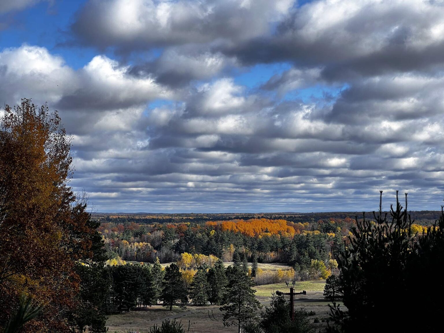 panoramic view of mtb trails at mt telemark village in cable wisconsin.