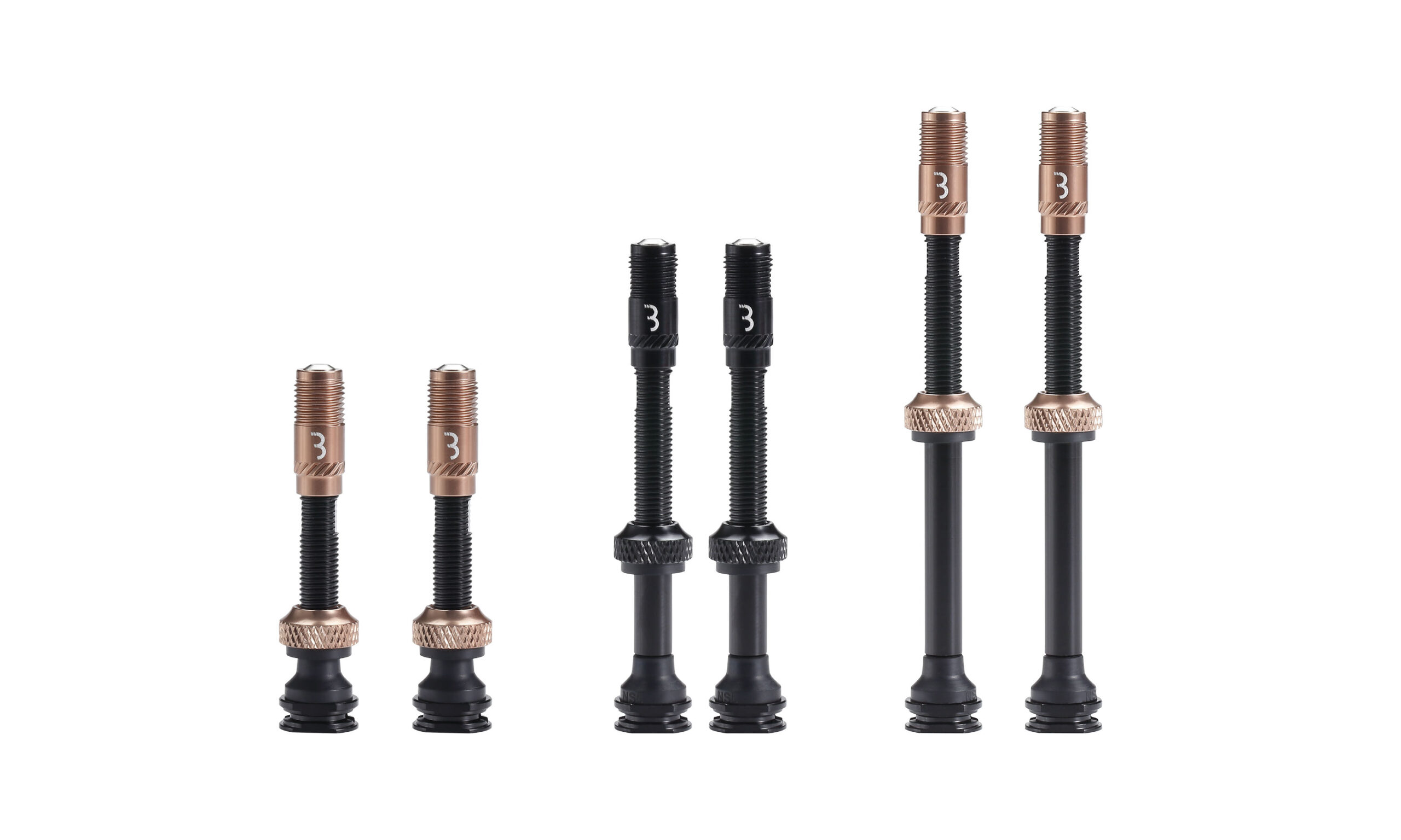 BBB CoreCap all-new bicycle tire valve, capless Schrader on Presta stem, 40mm 60mm or 80mm valve sets