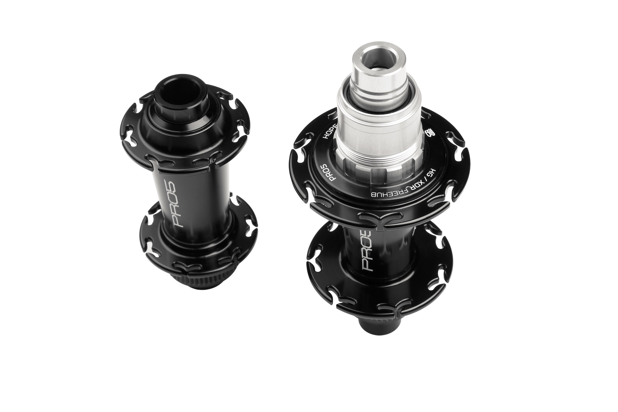 Studio image of the Hope Pro 5 Hook Flange hubs