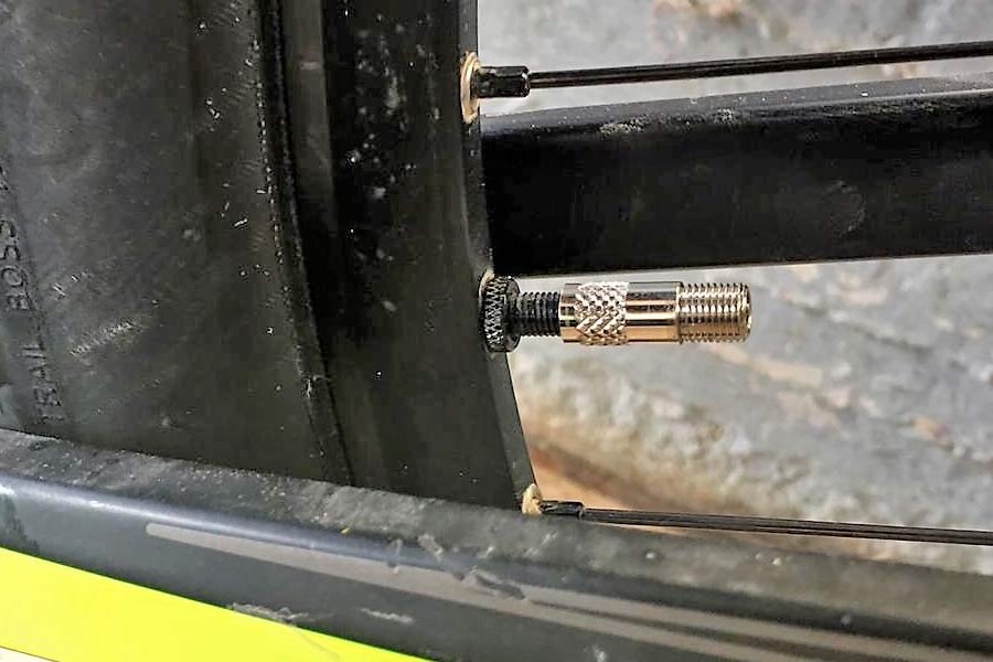the ConvertAir adapter on a tubeless valve stem