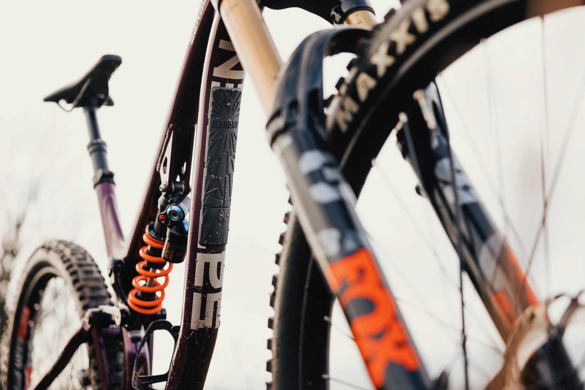 the SHUSH downtube guard on a mountain bike