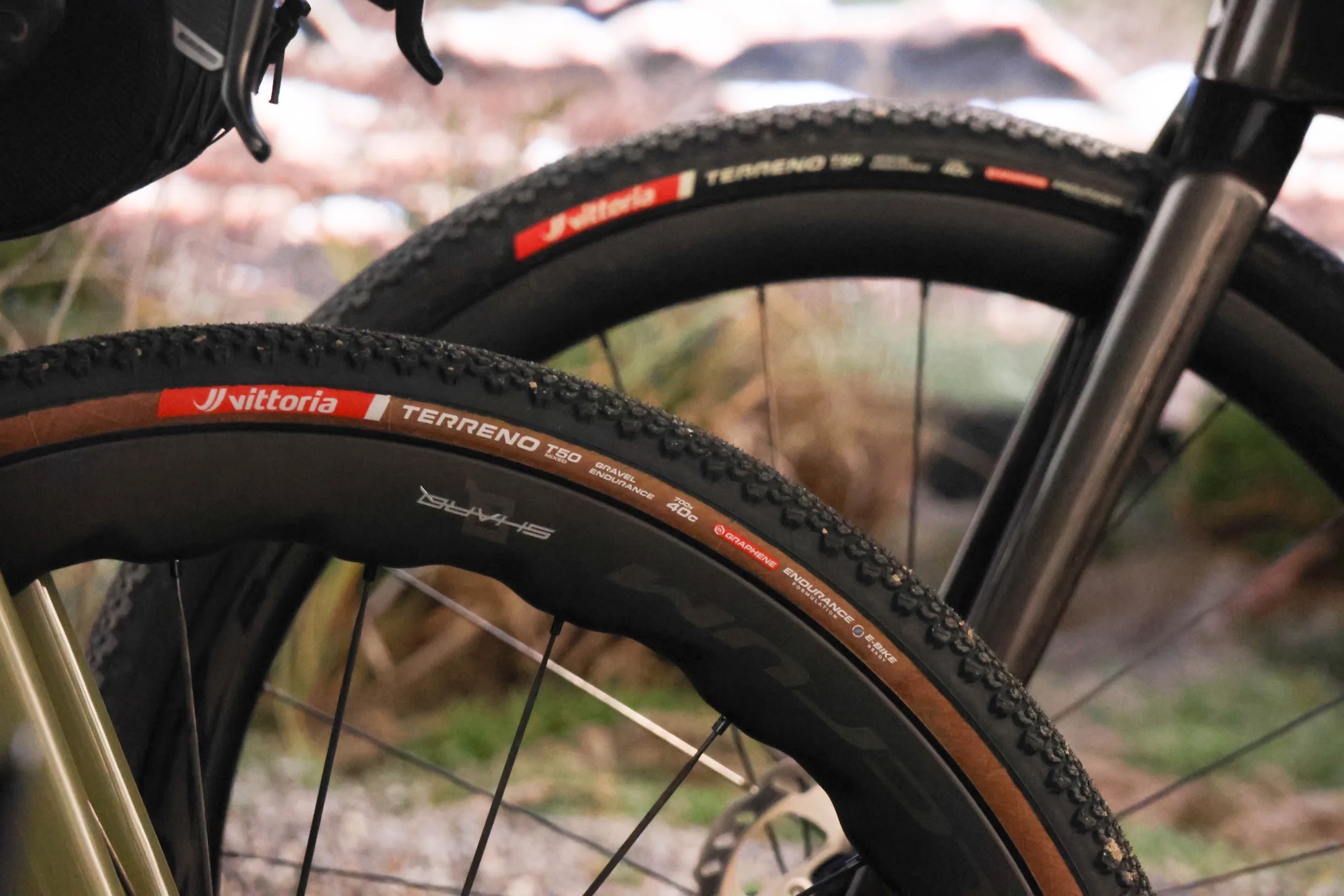 Vittoria gravel tires pictured on bikes.