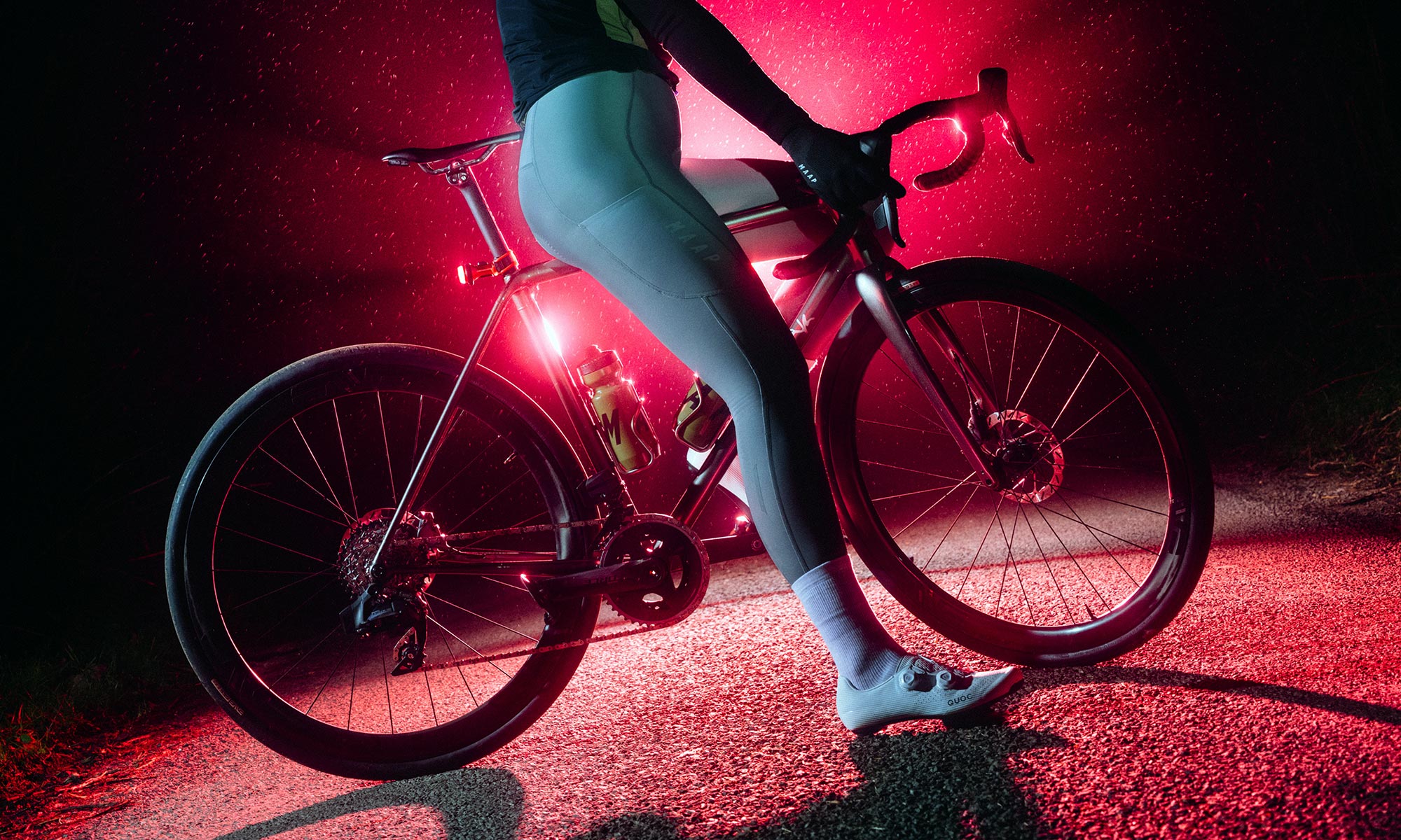 Quirk Cycles Founders Batch limited edition stock steel Mamtor all-road bike, wet night