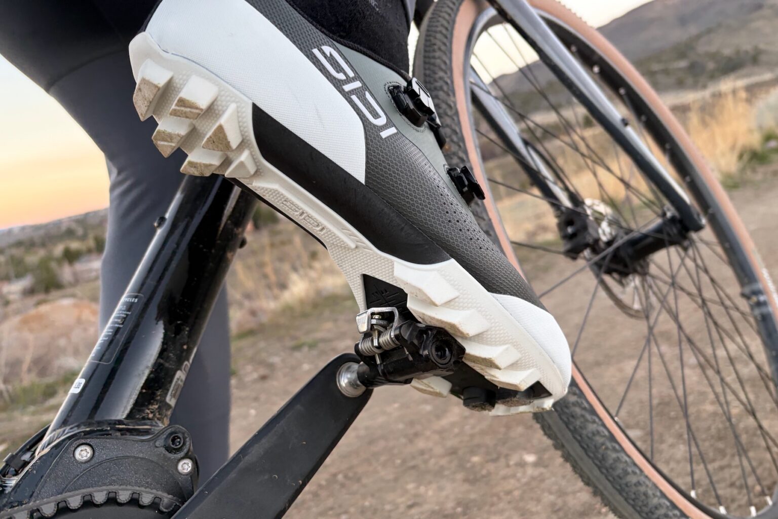 the SIDI Dominator X on my foot and clipped into a pedal.