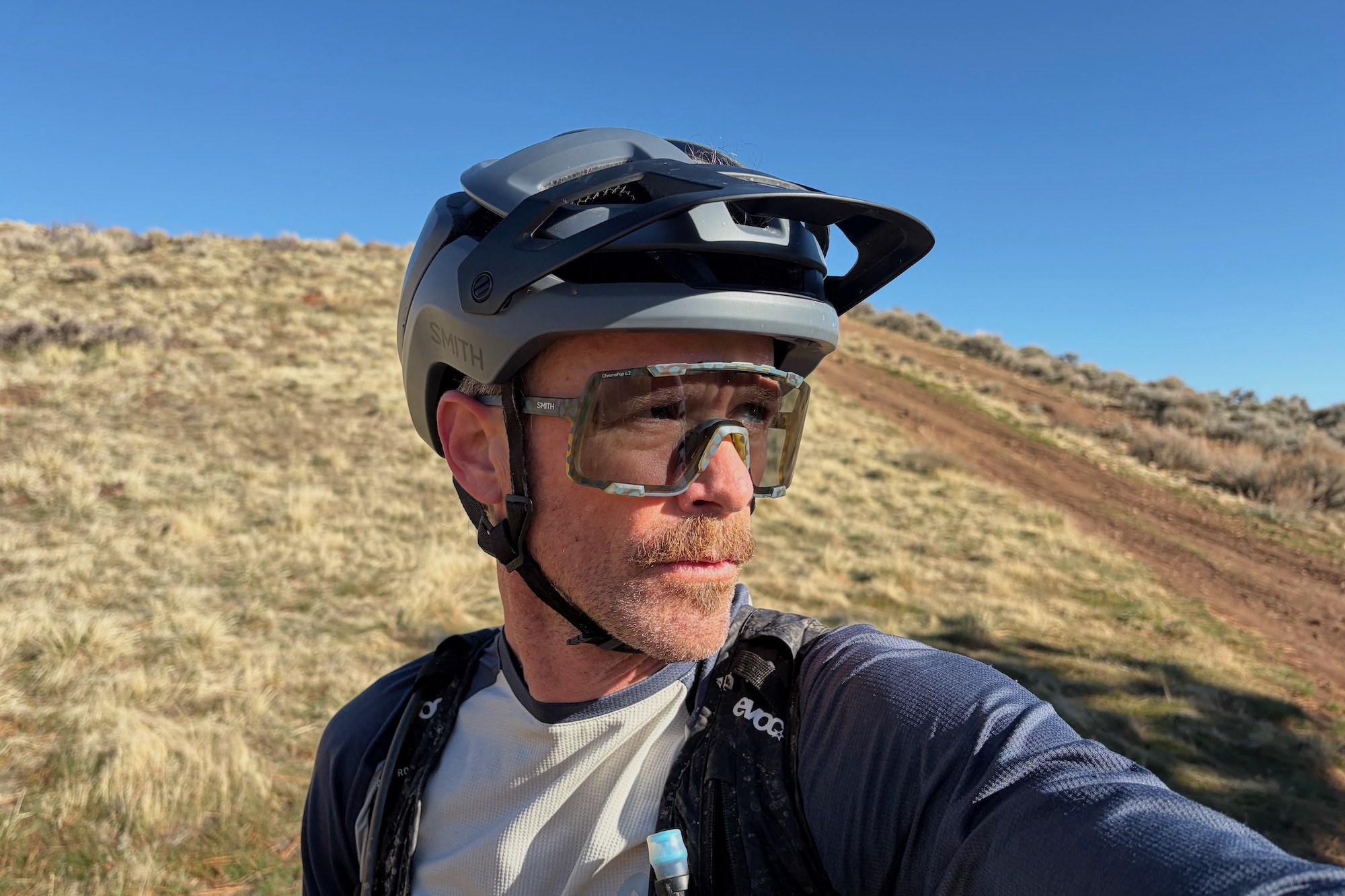 wearing the new smith Syncline sunglasses.