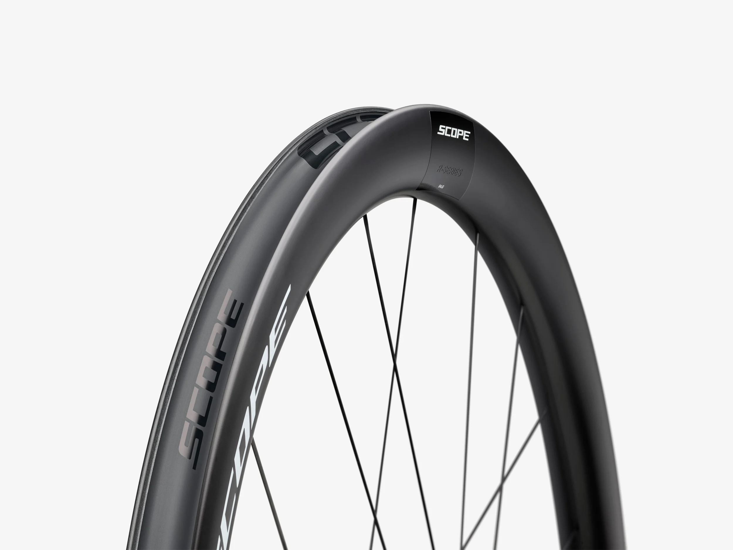 closeup rim details of scope r4g gravel wheels.