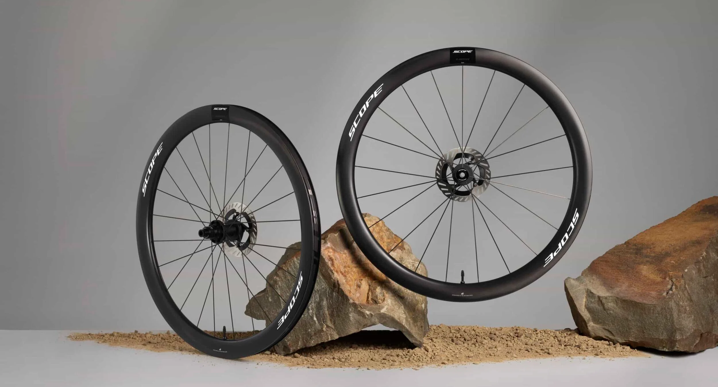 scope r4g gravel wheels shown near rocks and dirt.