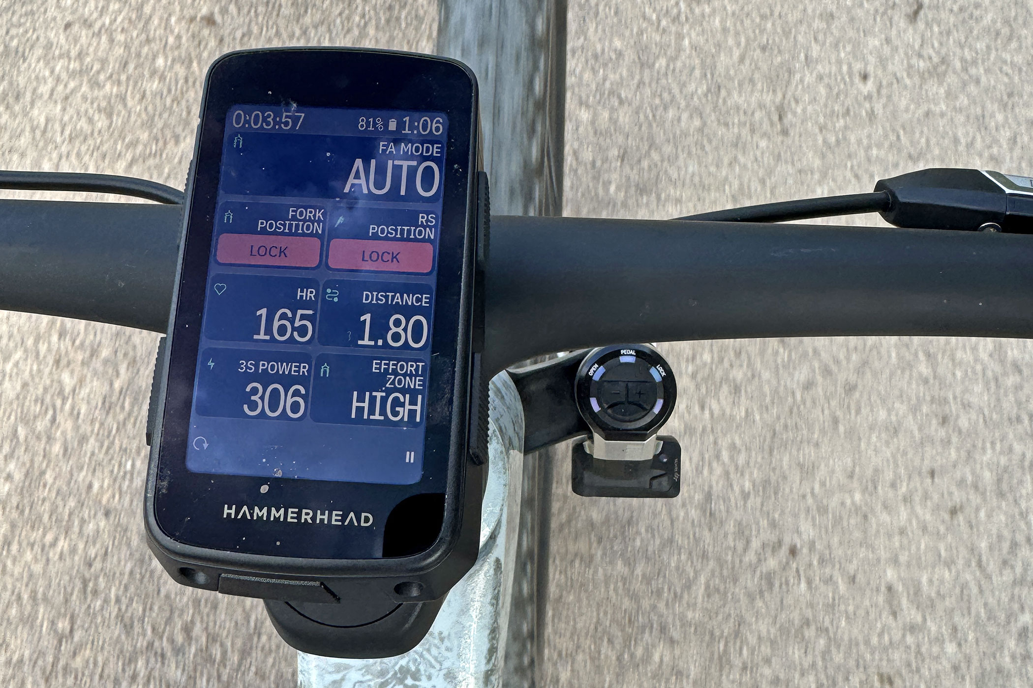 Hammerhead Karoo cycling computer integration with RockShox Flight Attendant automated suspension control