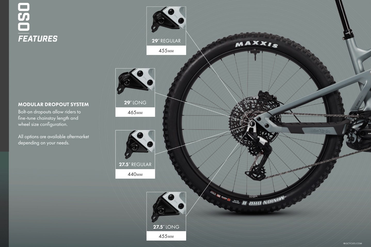 screenshot of the Ibis Oso modular dropout system.