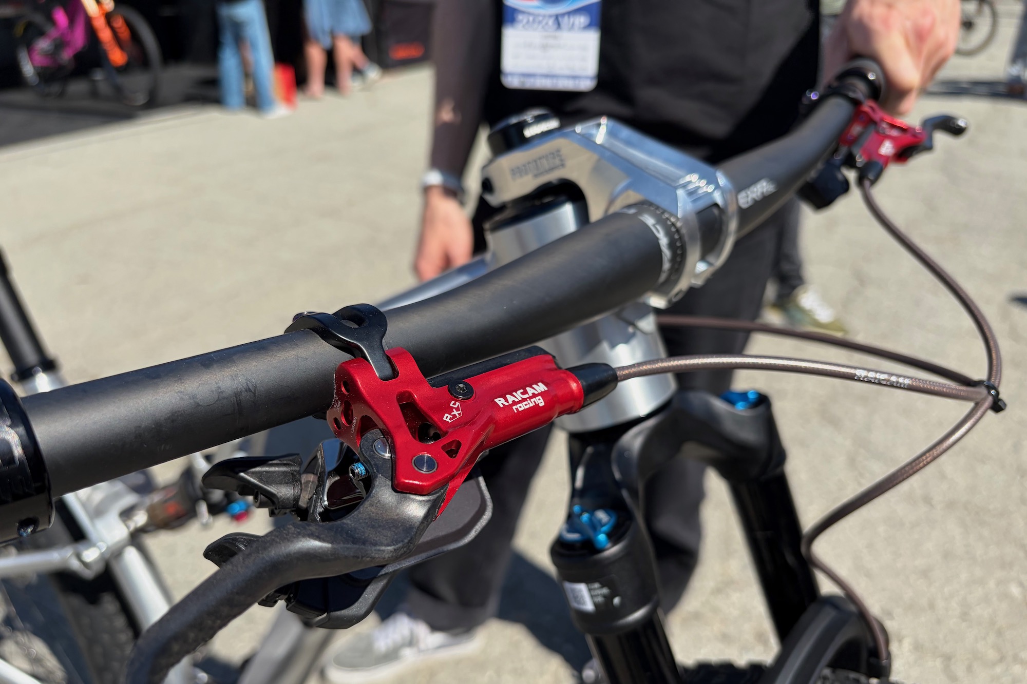 Raicam Racing brakes on the prototype Ari bike with the prototype Fox fork.