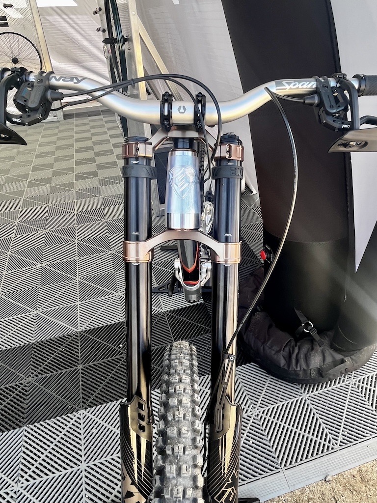 Shredline DH bike at the Spank booth at Sea Otter