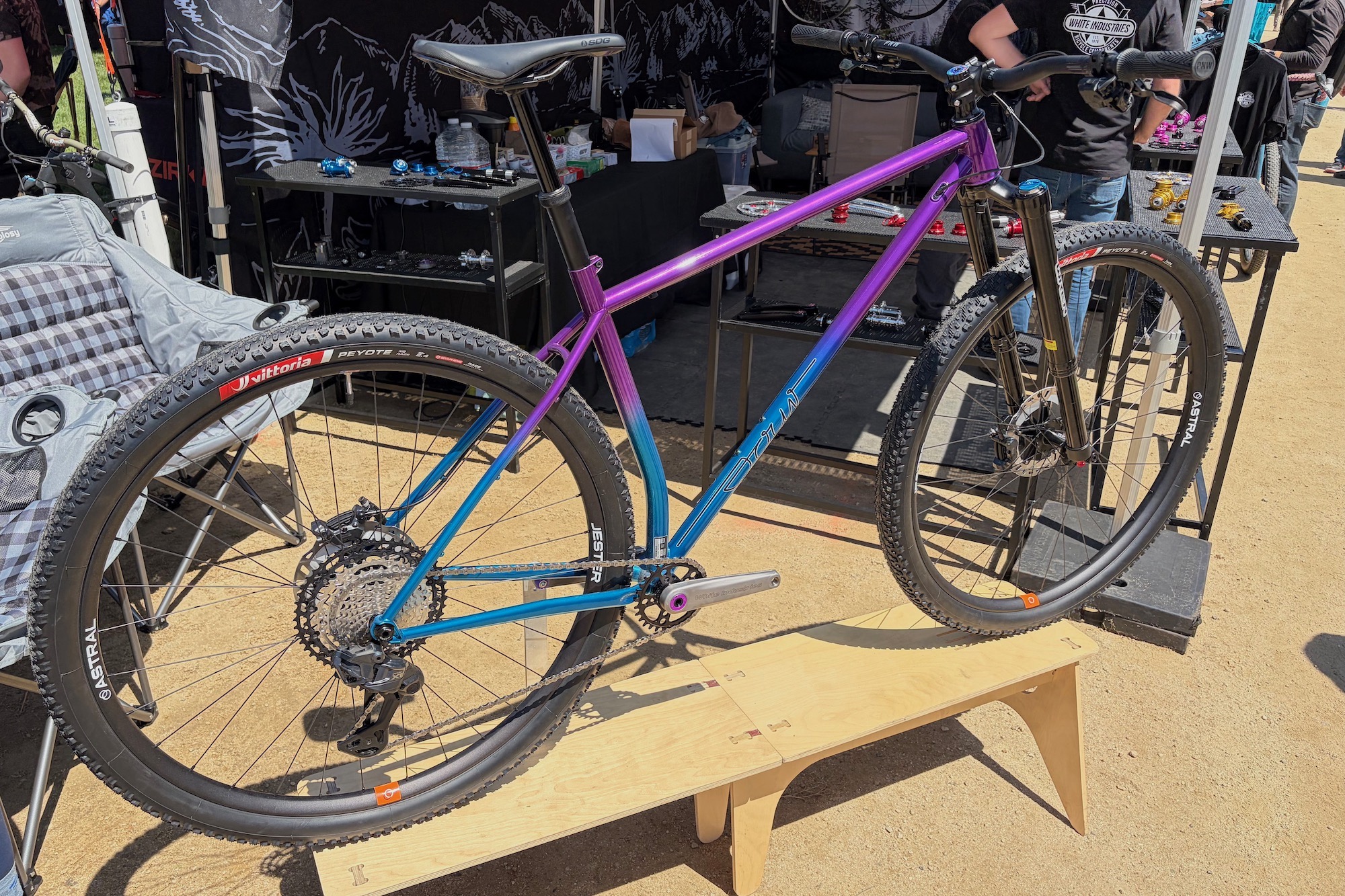 the Sour Cycles Pasta party at the White Industries booth at Sea Otter