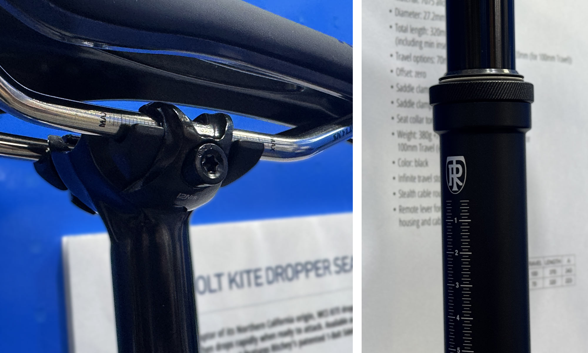 all-new Ritchey WCS 1-bolt Kite 27.2 dropper seatpost, up close details
