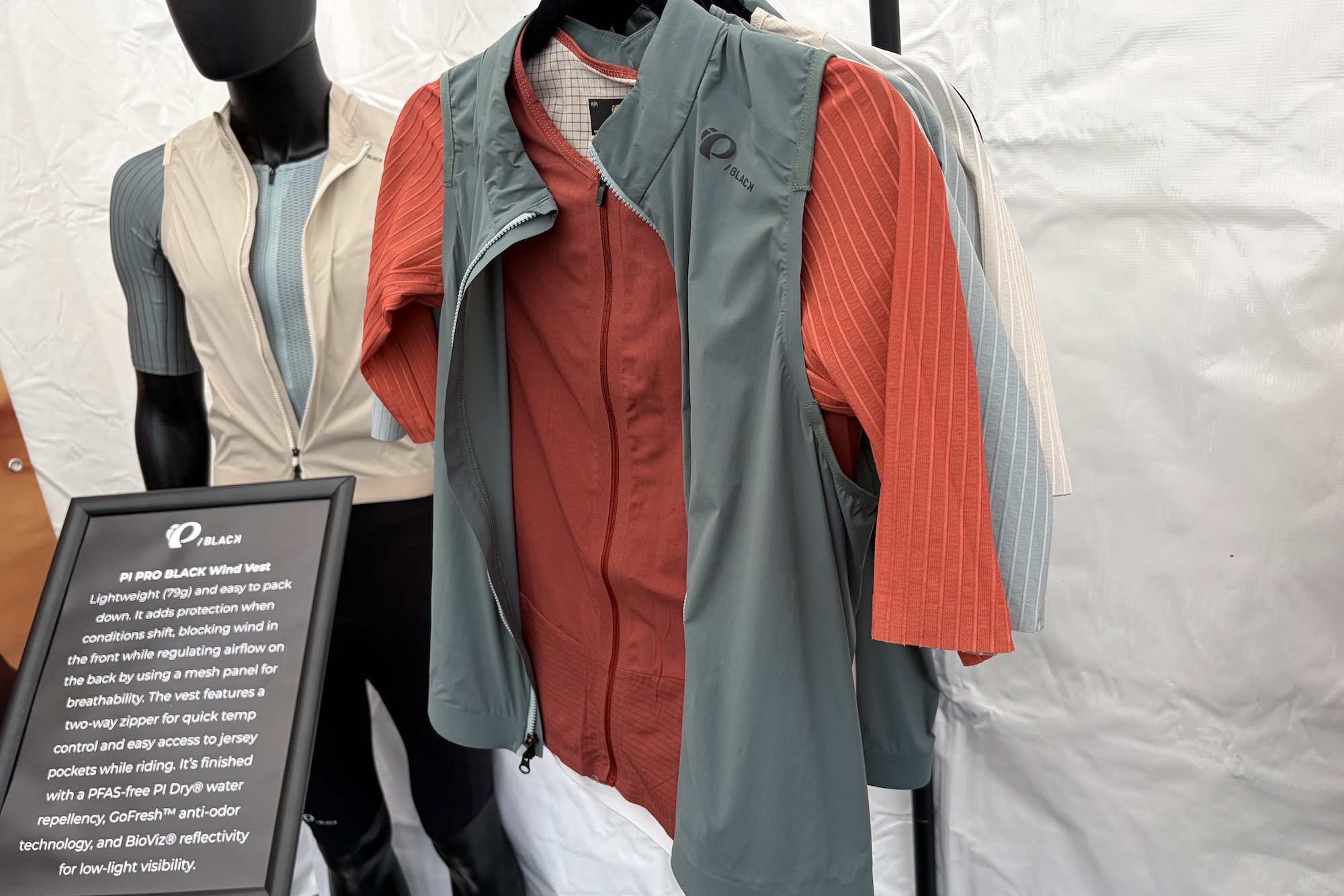 the Pi Black wind vest on display at Sea Otter