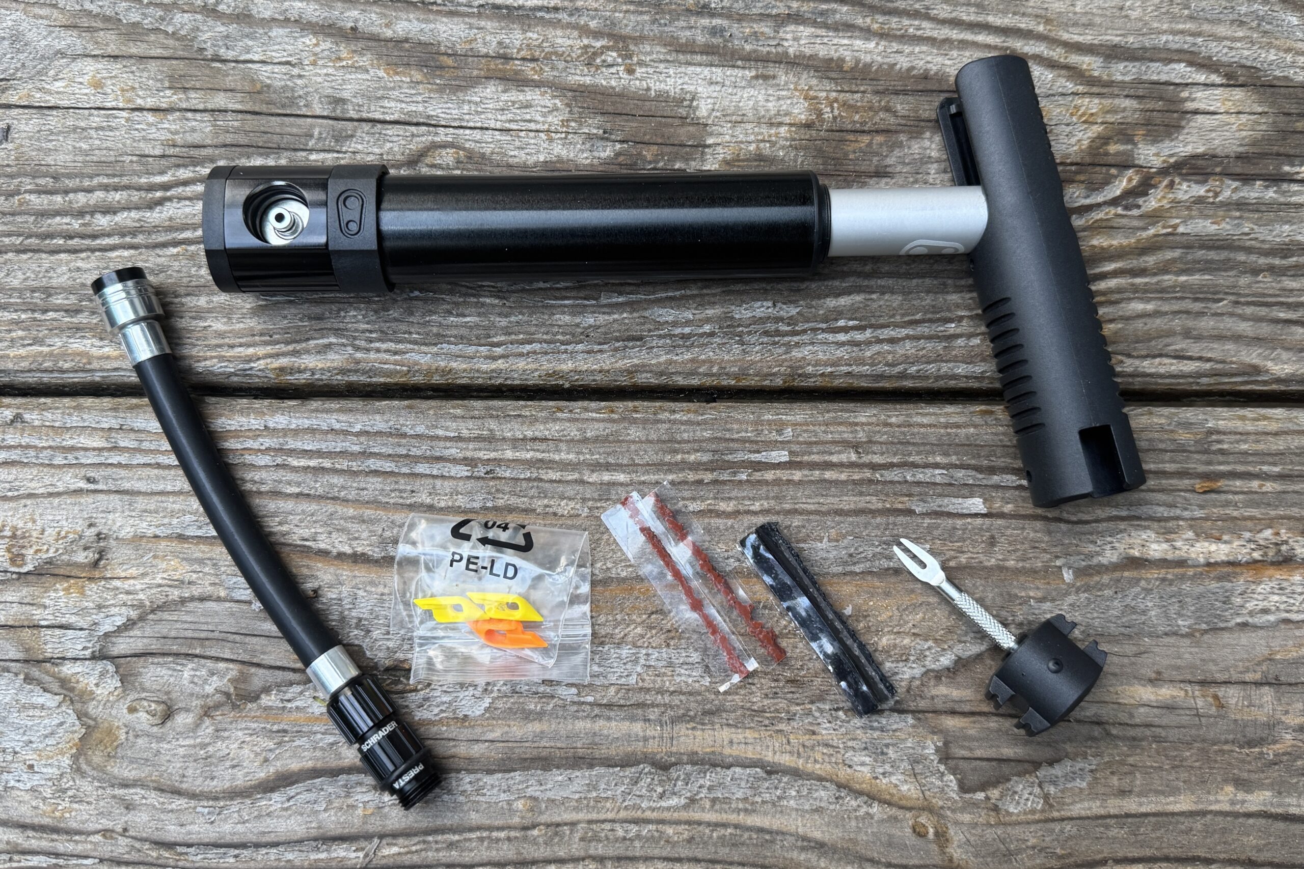 the new KLIC HV hand pump gets a tire plug kit