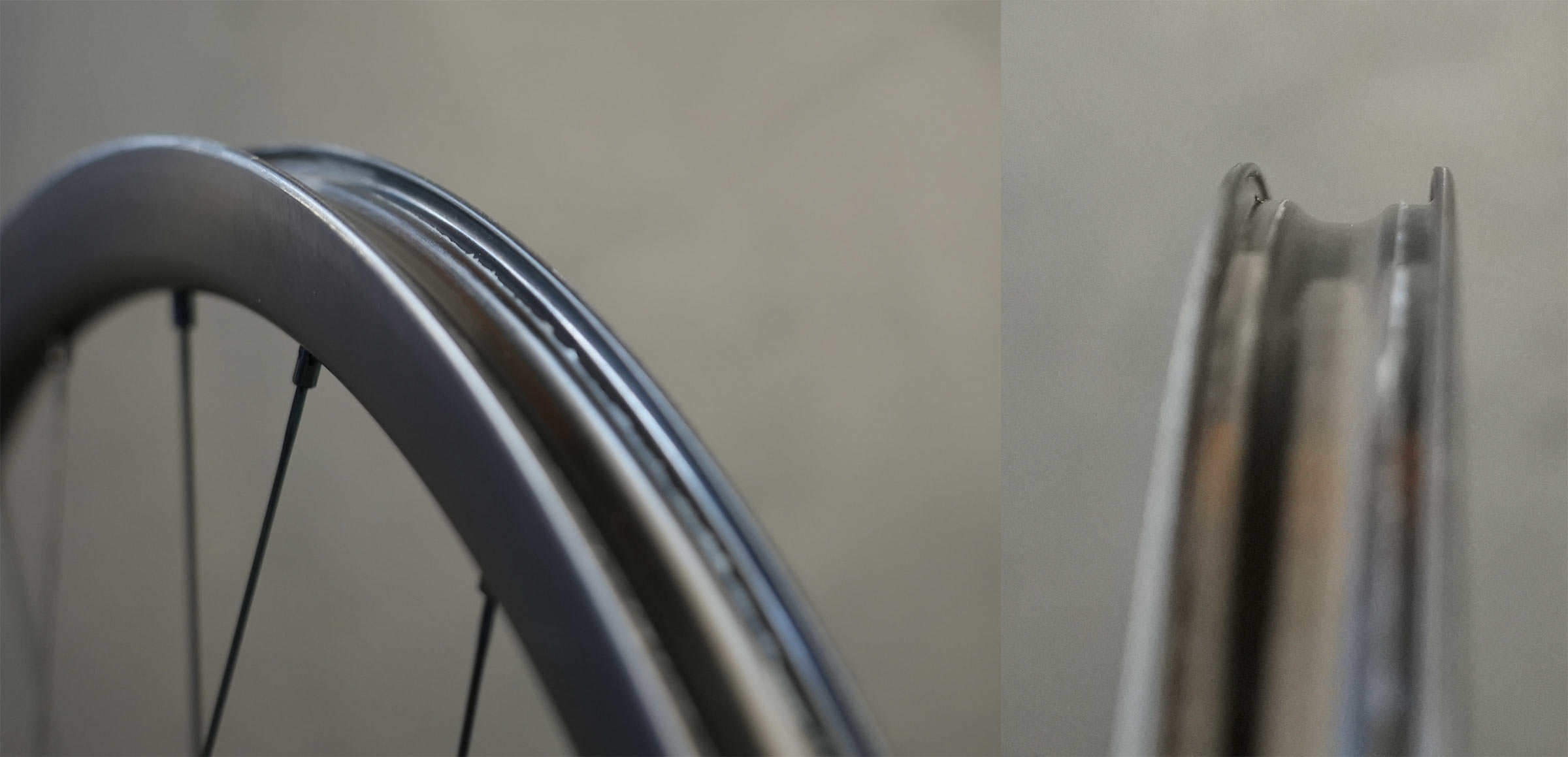 closeup rim profile of fulcrum rapid red carbon gravel wheels.