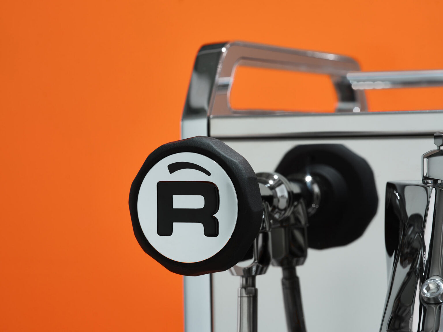 closeup of dial on zwift limited edition rocket espresso machine.