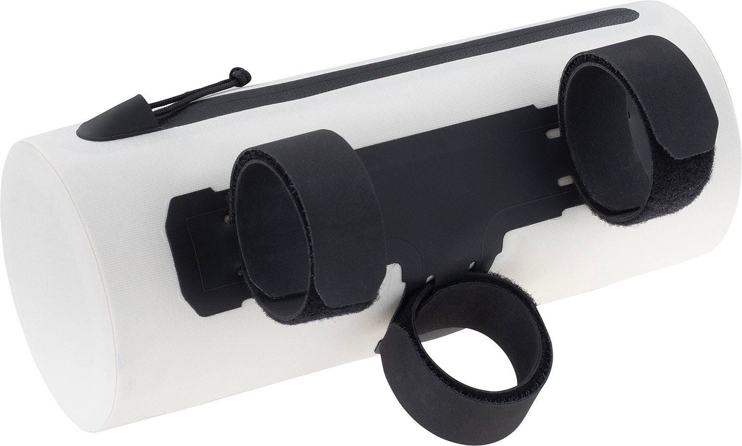 studio image of the rear of the Evoc handlebar pack 1.5 in sand