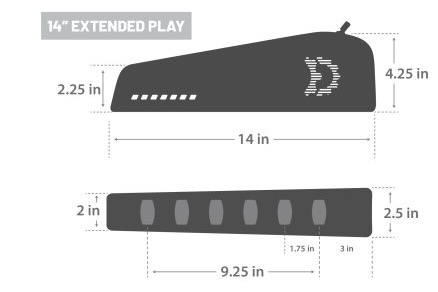 screenshot of the dimensions of the Extended Play 14"