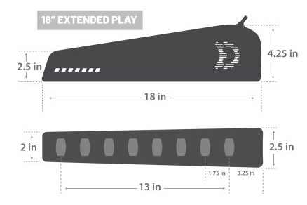 screenshot of the dimensions of the Extended Play 18"