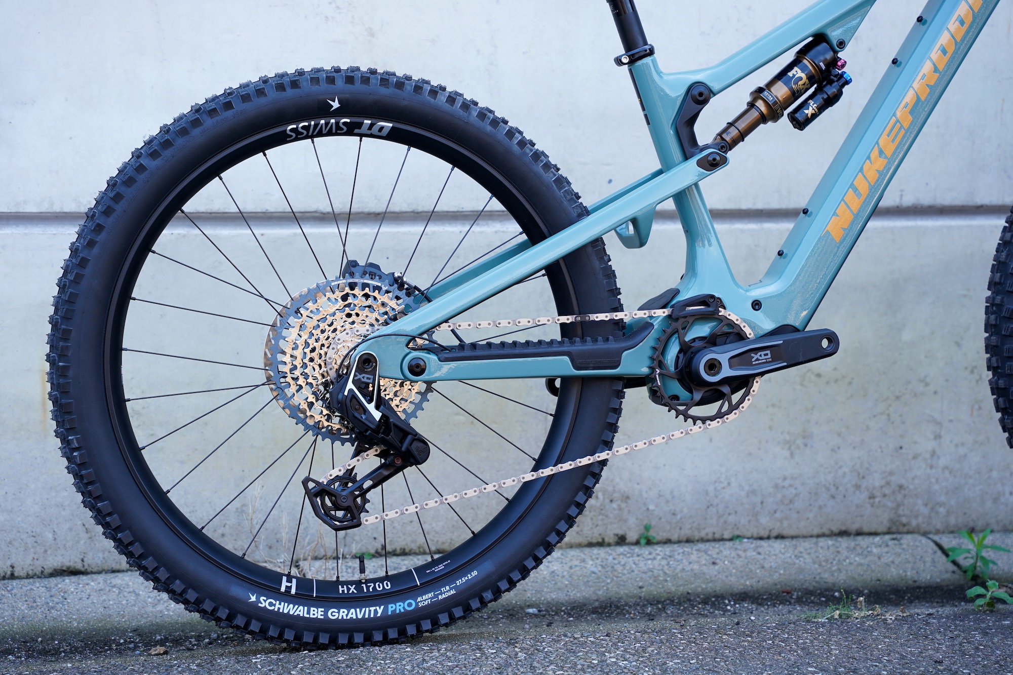 the rear triangle of the Nukeproof Kilowatt eMTB