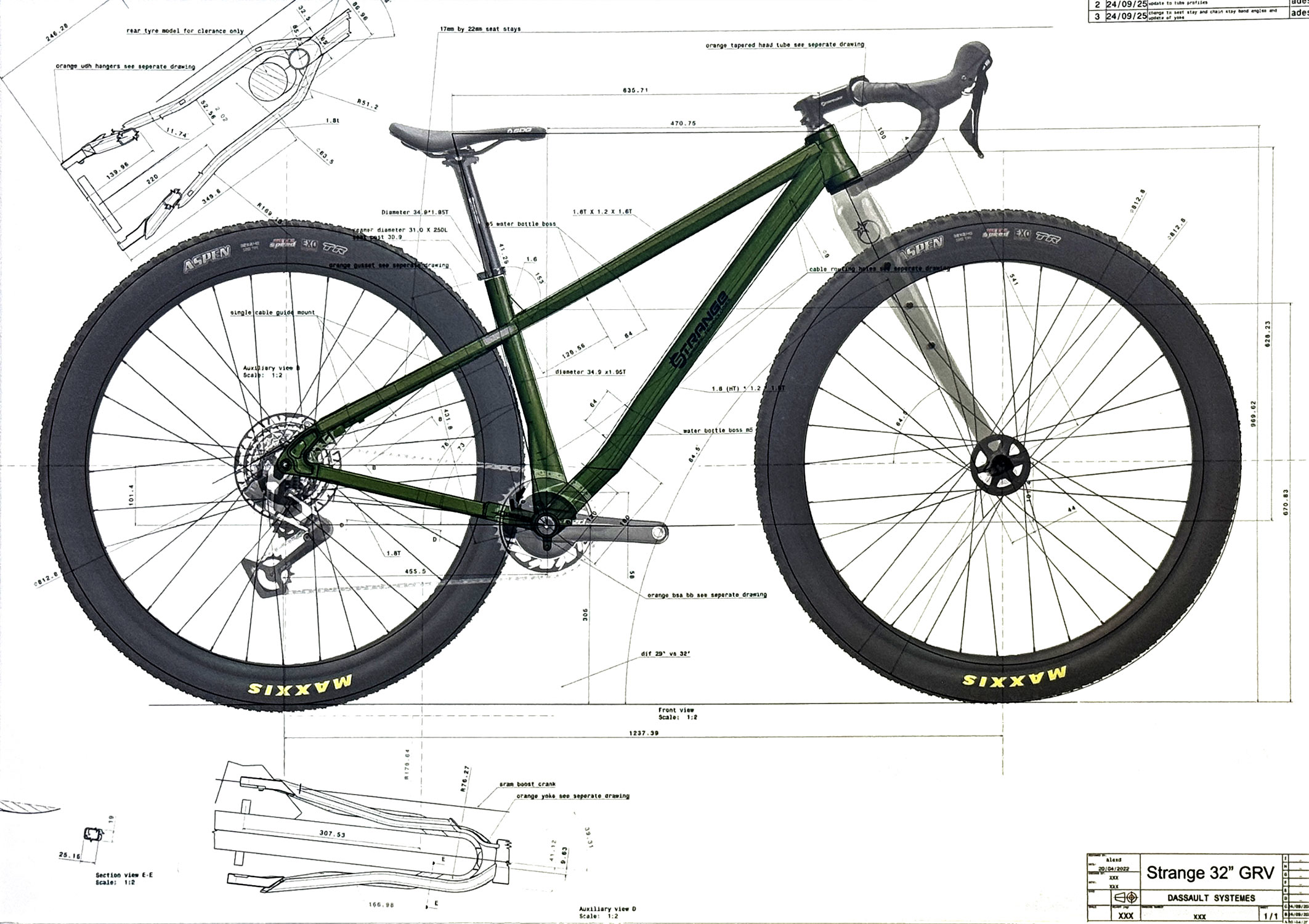 32" Strange Orange prototypes for XC & Gravel: Strange 32" GRV drawing