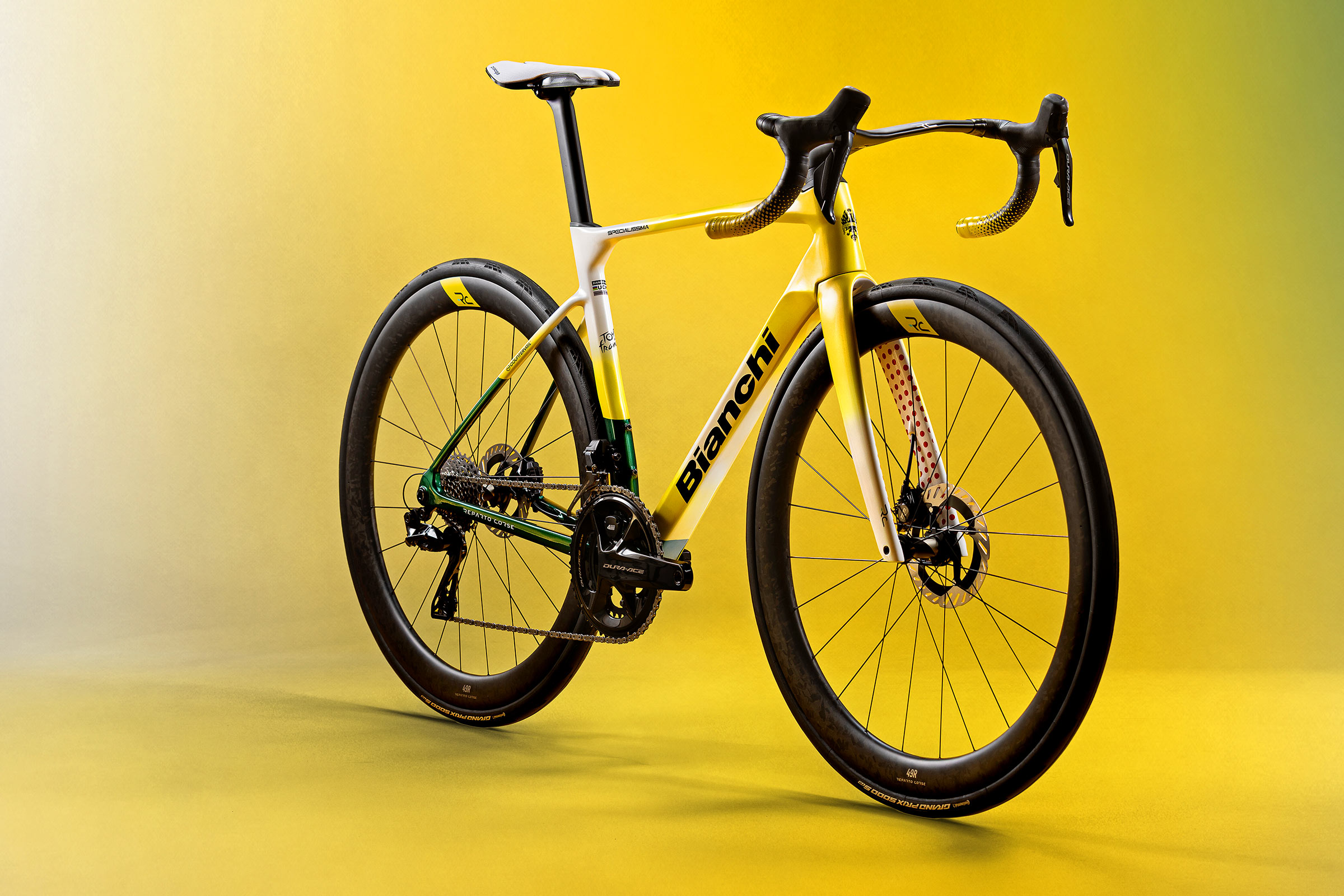 all-new Bianchi Specialissima RC CV ultralight road race bike in 2026 Tour de France limited edition
