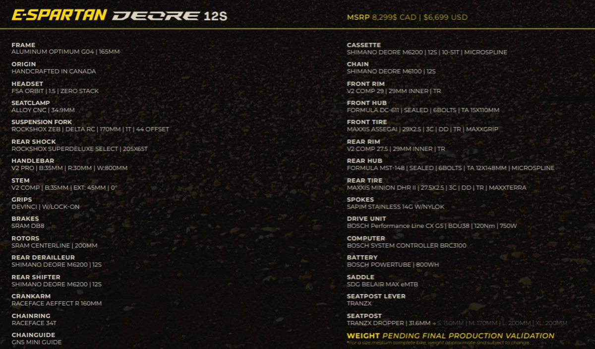Devinci E-Spartan Deore 12s specs