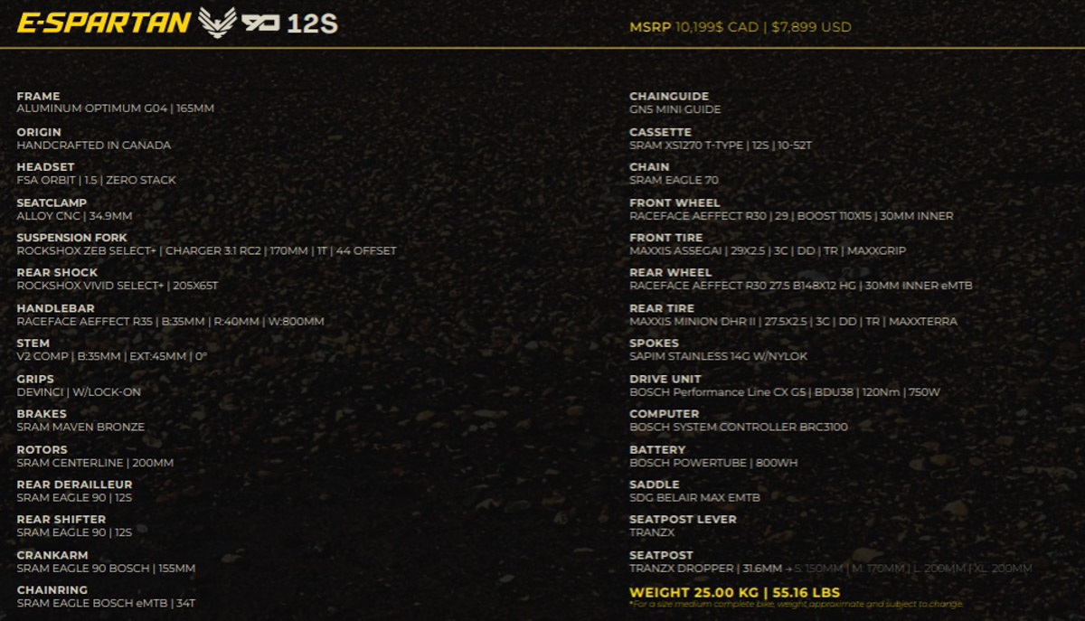 Devinci E-Spartan Eagle 90 specs