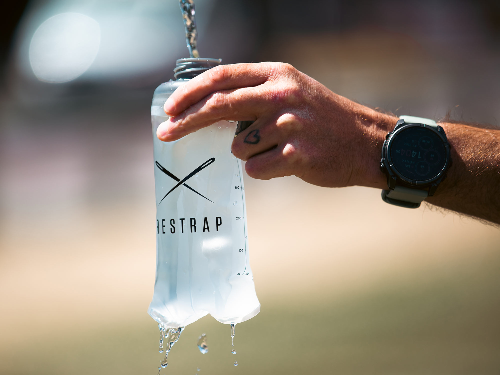 Restrap Soft Flask packable 500ml expansion water bottle: easy to fill
