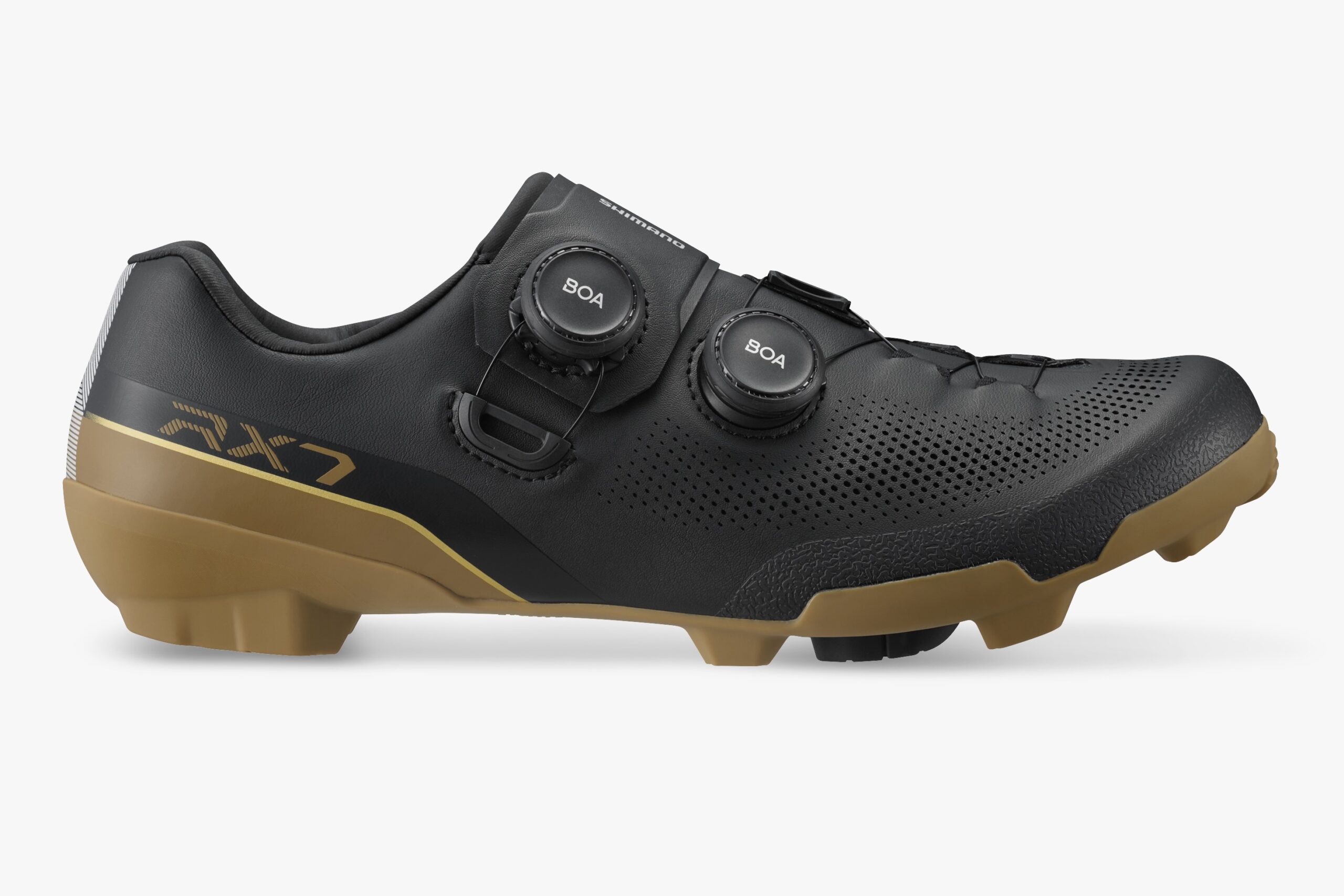 studio image, side profile of the Shimano RX 710 in black